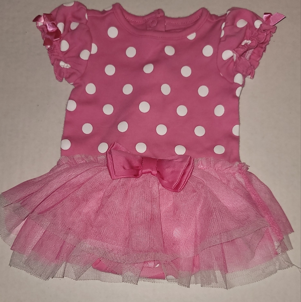 Disney Baby onesie One Piece Tutu Outfit Pink White polka dots